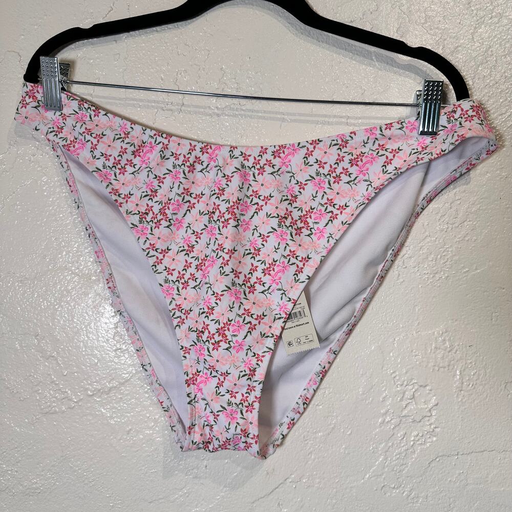 NWT No Boundaries NOBO Size XL Bikini Bottoms Floral White Pink Cheeky
